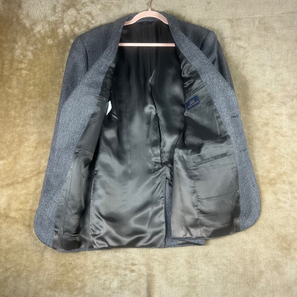 Brooks Brothers 346 Mens Gray‎ Herringbone Two Button Blazer Sport Coat Jacket - Picture 7 of 11